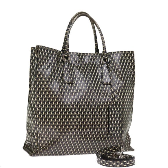 PRADA Tote Bag Safiano leather 2way Black Auth